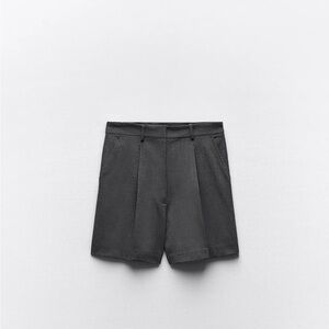 Zara GREY PLEATED SHORTS